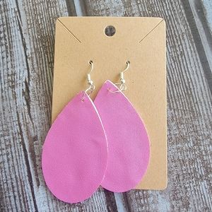 Pink Faux Leather Earrings